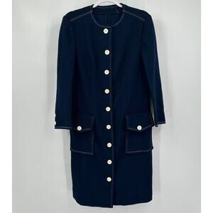 Vintage‎ Handmade Womens Knit Shirt Dress Size L Double Knit Career Mod